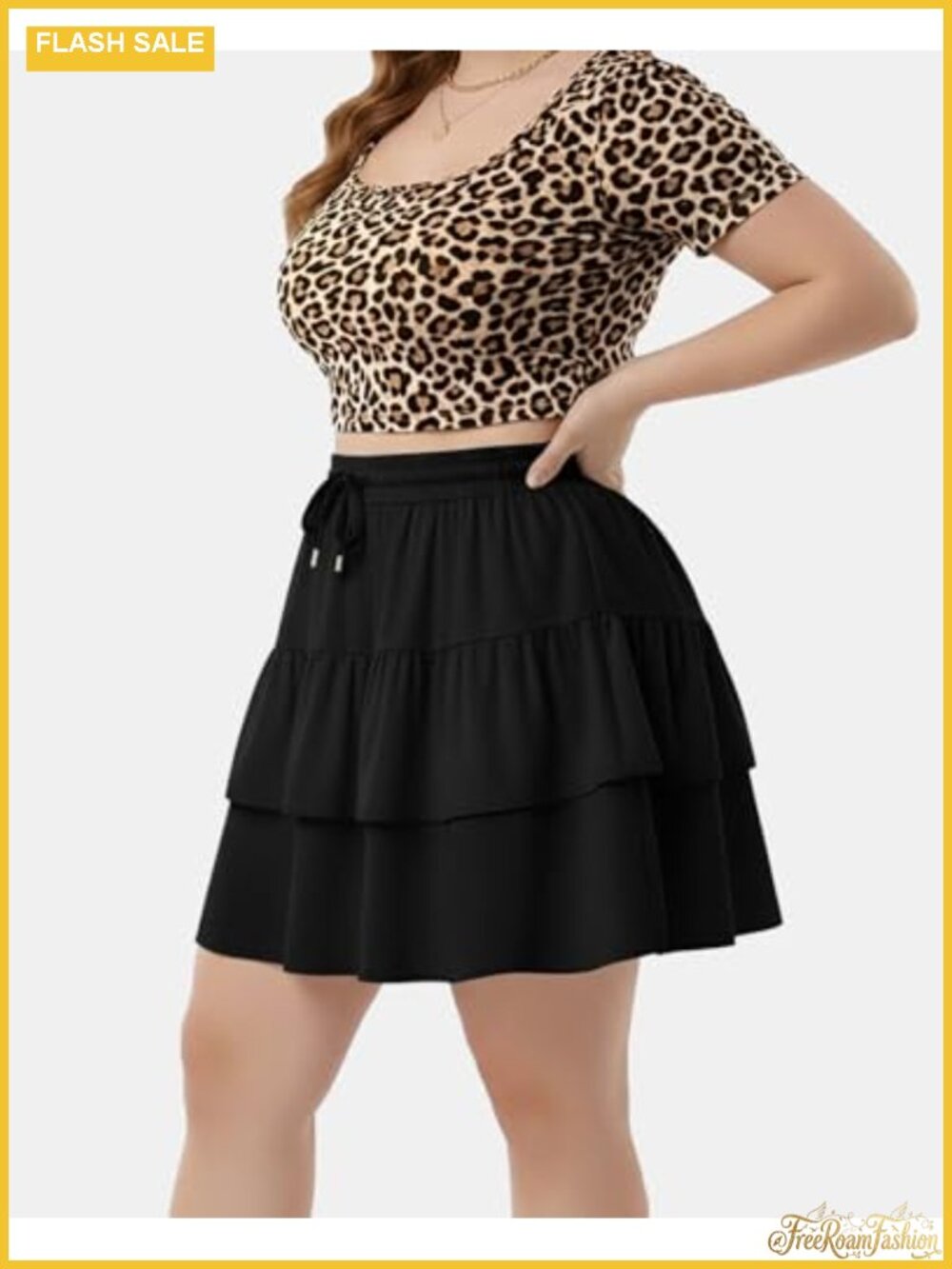 Plus Size Mini Skort with Built-In Shorts Ruffle Ruffle Hem - Picture 2 of 5